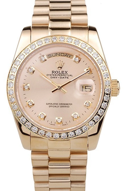 Aaa replica Steel Gold Yellow Plated Stainless Dial Gold 18k Rolex Day-Date 0514